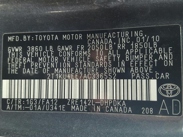 Photo 9 VIN: 2T1KU4EE7AC336552 - TOYOTA COROLLA MA 