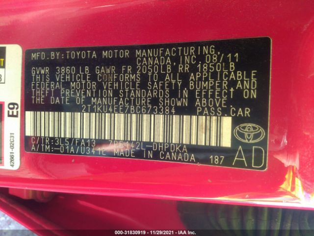 Photo 8 VIN: 2T1KU4EE7BC673384 - TOYOTA MATRIX 