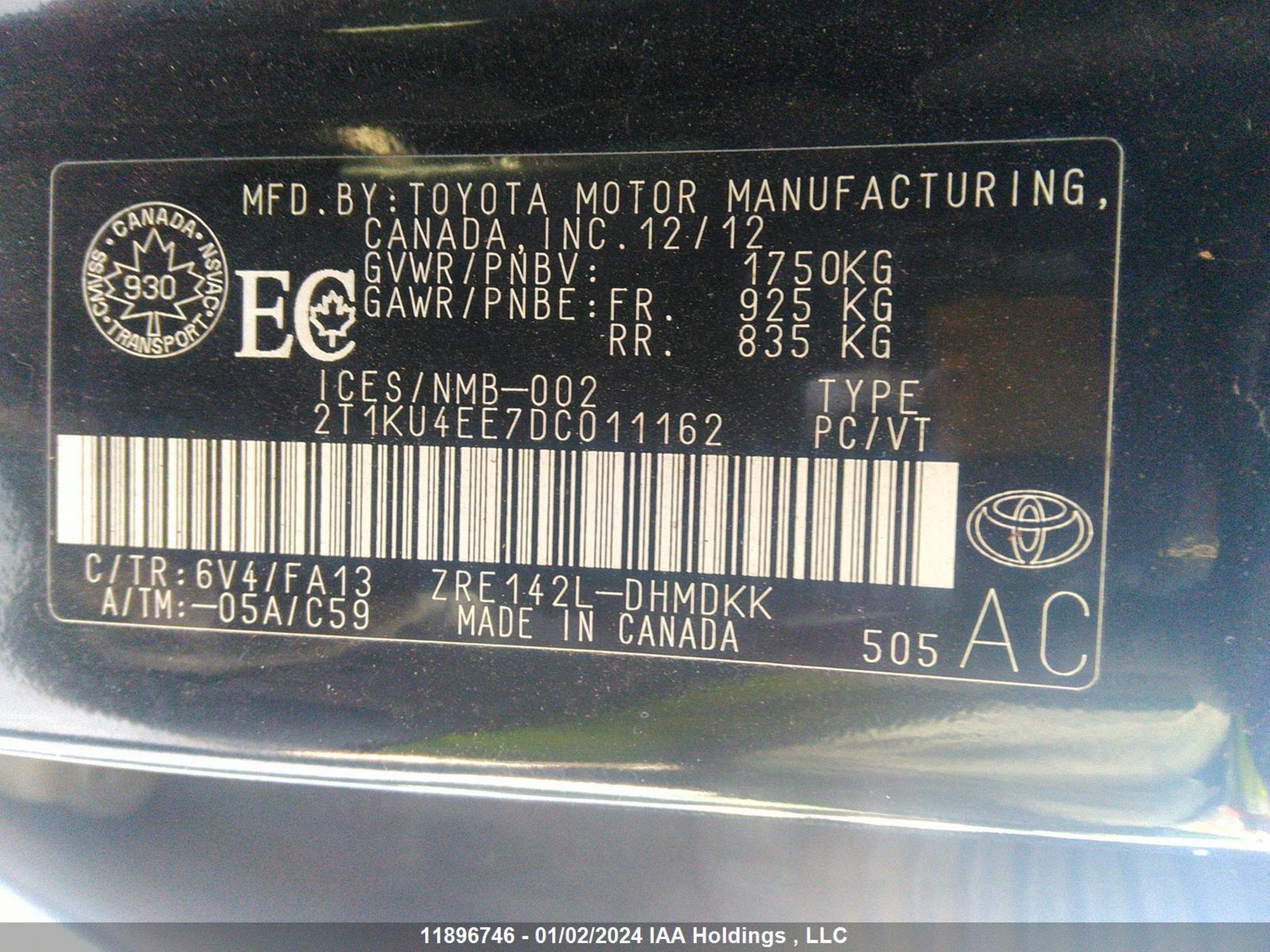 Photo 8 VIN: 2T1KU4EE7DC011162 - TOYOTA MATRIX 