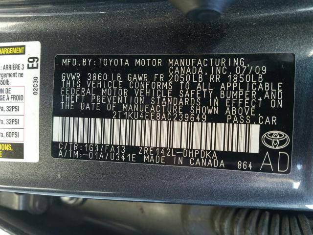 Photo 9 VIN: 2T1KU4EE8AC239649 - TOYOTA COROLLA MA 