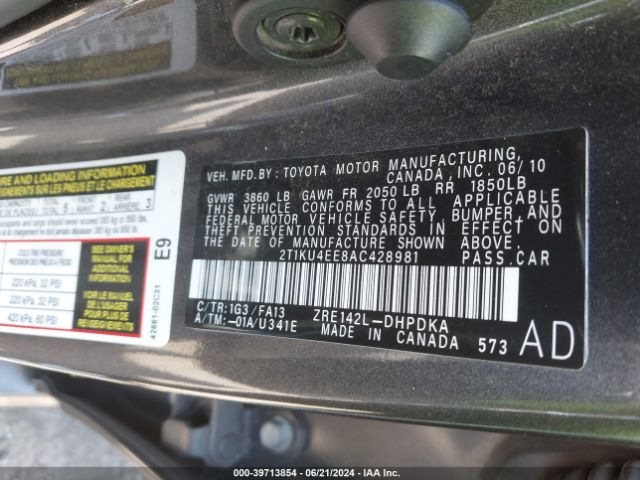 Photo 8 VIN: 2T1KU4EE8AC428981 - TOYOTA COROLLA MATRIX 