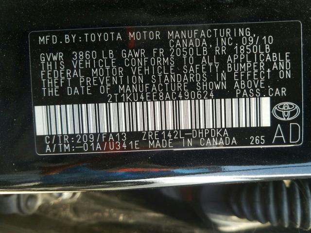 Photo 9 VIN: 2T1KU4EE8AC490624 - TOYOTA COROLLA MA 