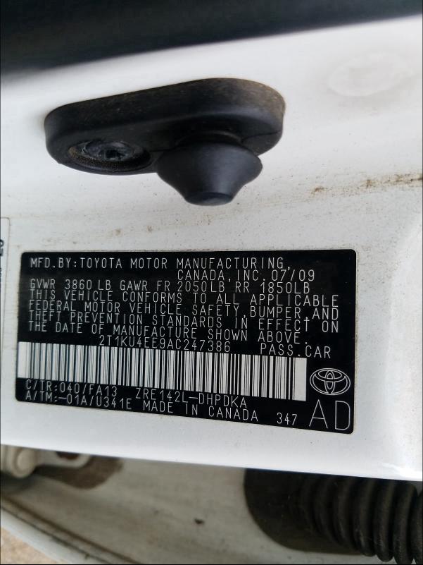 Photo 9 VIN: 2T1KU4EE9AC247386 - TOYOTA COROLLA MA 