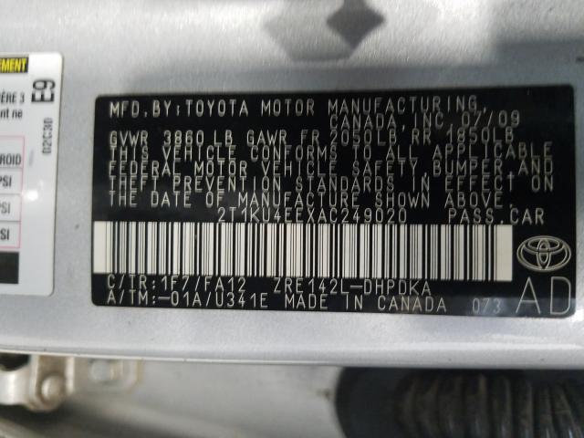 Photo 9 VIN: 2T1KU4EEXAC249020 - TOYOTA COROLLA MA 