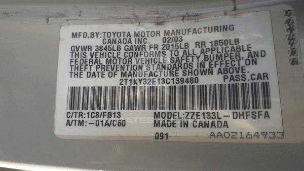 Photo 2 VIN: 2T1KY32E13C139480 - TOYOTA MATRIX 