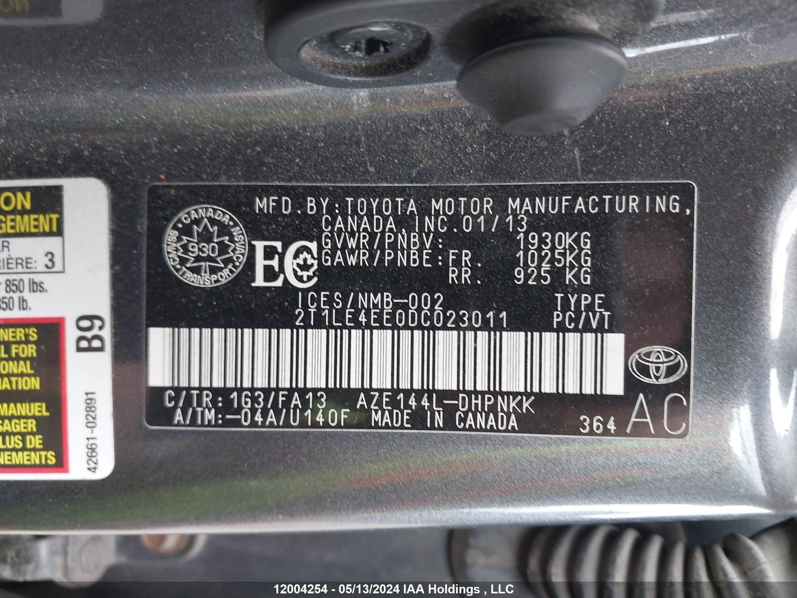 Photo 8 VIN: 2T1LE4EE0DC023011 - TOYOTA MATRIX 