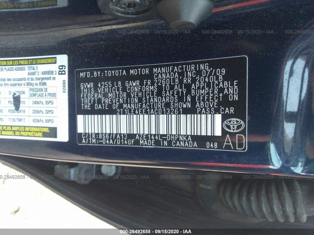 Photo 8 VIN: 2T1LE4EE1AC013261 - TOYOTA MATRIX 