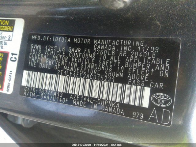 Photo 8 VIN: 2T1LE4EE2AC015231 - TOYOTA MATRIX 