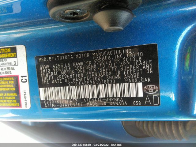 Photo 8 VIN: 2T1LE4EE2AC018033 - TOYOTA MATRIX 