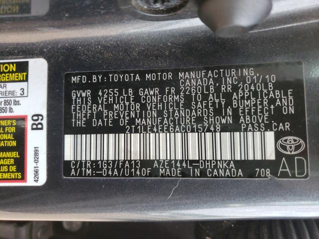 Photo 9 VIN: 2T1LE4EE6AC015748 - TOYOTA COROLLA MA 