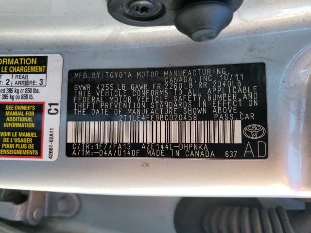 Photo 9 VIN: 2T1LE4EE9BC020458 - TOYOTA COROLLA MA 