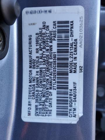 Photo 11 VIN: 2T1LR32E03C083601 - TOYOTA COROLLA 