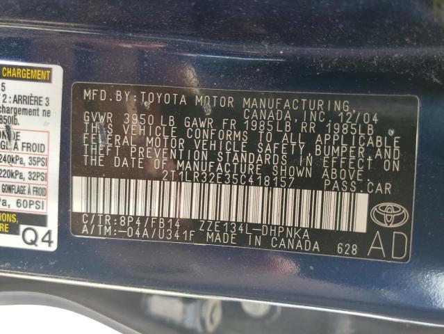 Photo 13 VIN: 2T1LR32E35C418157 - TOYOTA COROLLA 