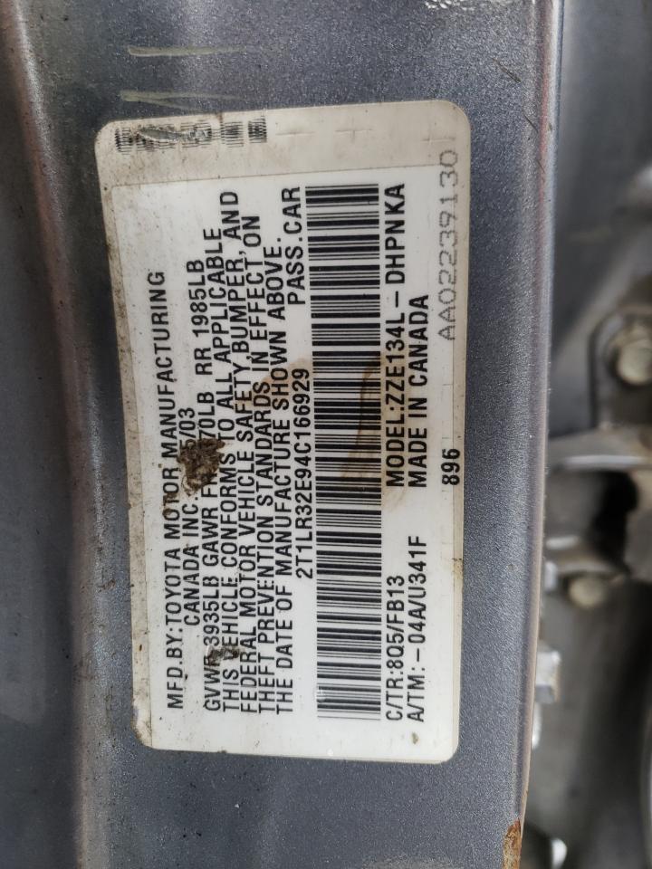 Photo 11 VIN: 2T1LR32E94C166929 - TOYOTA COROLLA 