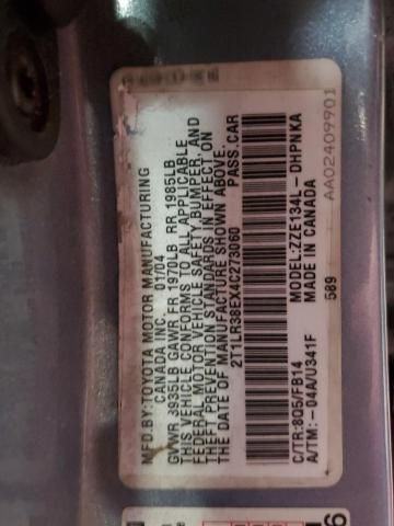 Photo 12 VIN: 2T1LR38EX4C273060 - TOYOTA COROLLA 