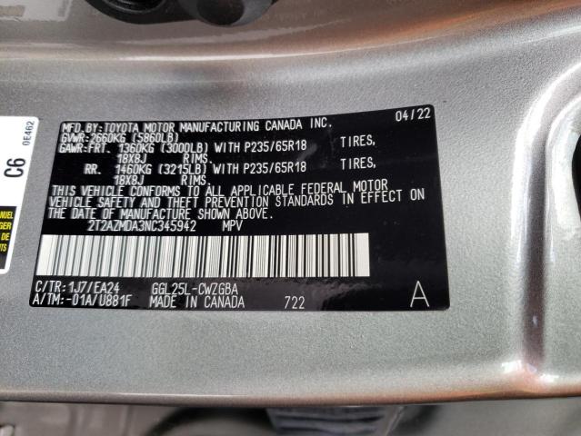 Photo 12 VIN: 2T2AZMDA3NC345942 - LEXUS RX 350 BAS 