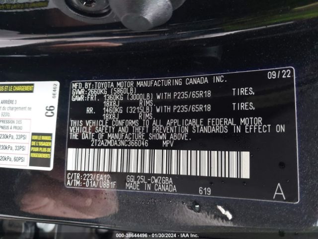 Photo 8 VIN: 2T2AZMDA3NC366046 - LEXUS RX 350 