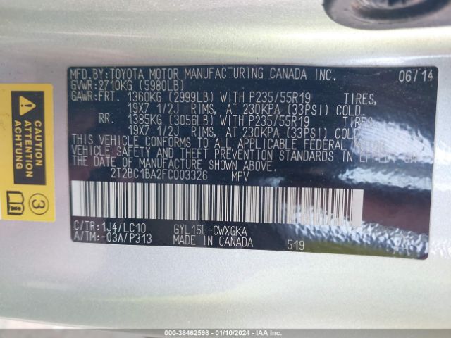 Photo 8 VIN: 2T2BC1BA2FC003326 - LEXUS RX 450H 