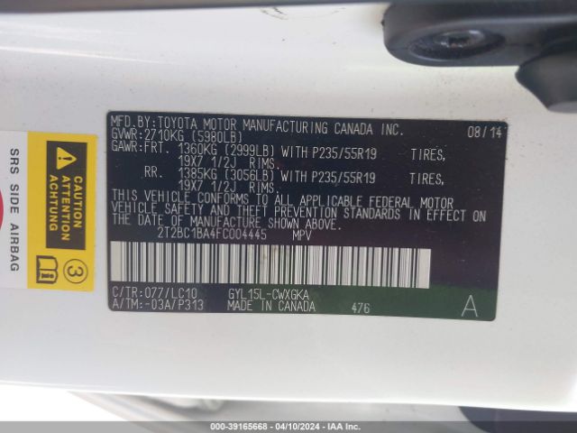 Photo 8 VIN: 2T2BC1BA4FC004445 - LEXUS RX 450H 