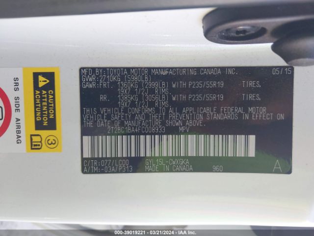 Photo 8 VIN: 2T2BC1BA4FC008933 - LEXUS RX 450H 