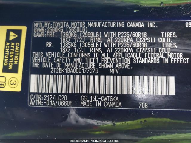 Photo 8 VIN: 2T2BK1BA0DC177279 - LEXUS RX 350 