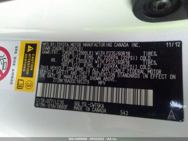 Photo 8 VIN: 2T2BK1BA0DC185379 - LEXUS RX 350 