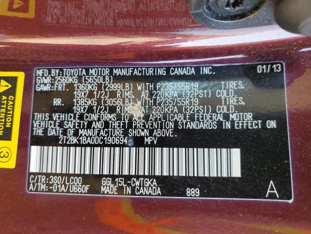 Photo 13 VIN: 2T2BK1BA0DC190694 - LEXUS RX 350 BAS 