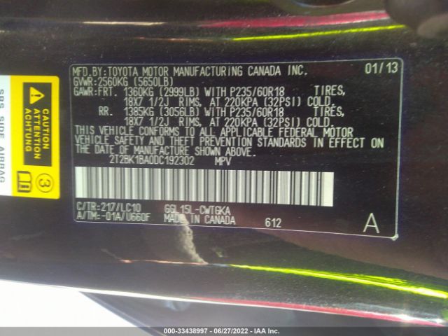 Photo 8 VIN: 2T2BK1BA0DC192302 - LEXUS RX 350 