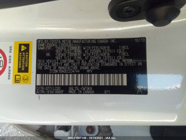 Photo 8 VIN: 2T2BK1BA0EC234744 - LEXUS RX 