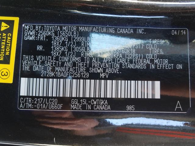 Photo 9 VIN: 2T2BK1BA0FC256129 - LEXUS RX 350 BAS 