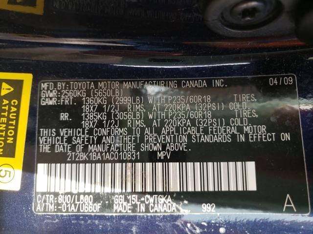 Photo 9 VIN: 2T2BK1BA1AC010831 - LEXUS RX 350 