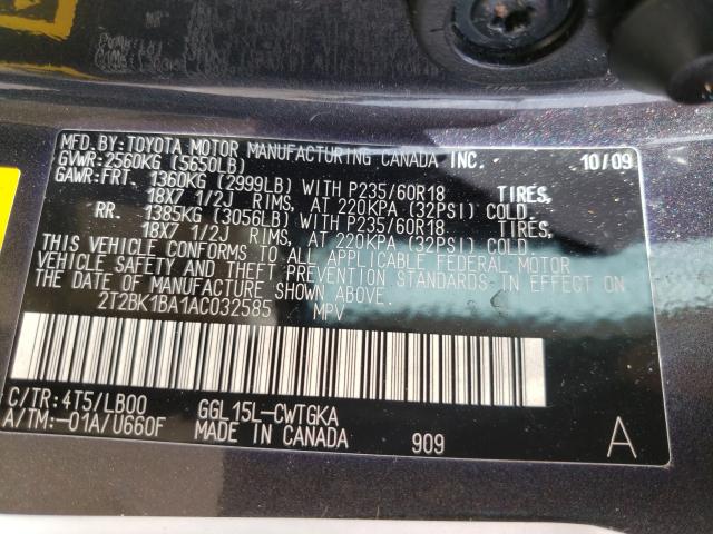 Photo 9 VIN: 2T2BK1BA1AC032585 - LEXUS RX 350 