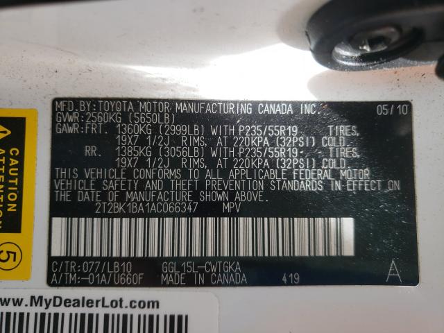 Photo 9 VIN: 2T2BK1BA1AC066347 - LEXUS RX 350 