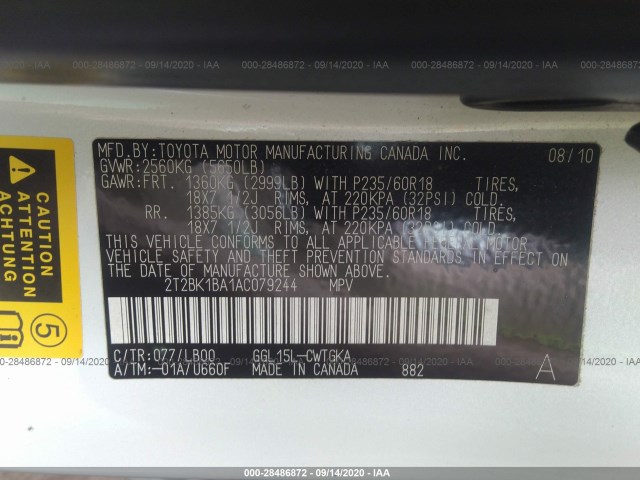 Photo 8 VIN: 2T2BK1BA1AC079244 - LEXUS RX 350 