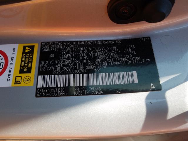 Photo 9 VIN: 2T2BK1BA1BC106704 - LEXUS RX 350 