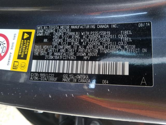 Photo 9 VIN: 2T2BK1BA1FC274963 - LEXUS RX 350 BAS 