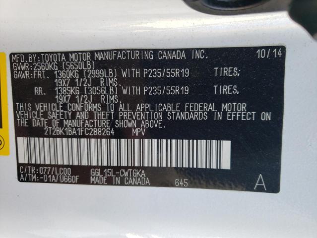 Photo 12 VIN: 2T2BK1BA1FC288264 - LEXUS RX 350 BAS 