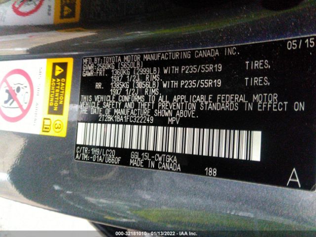 Photo 8 VIN: 2T2BK1BA1FC322249 - LEXUS RX 350 