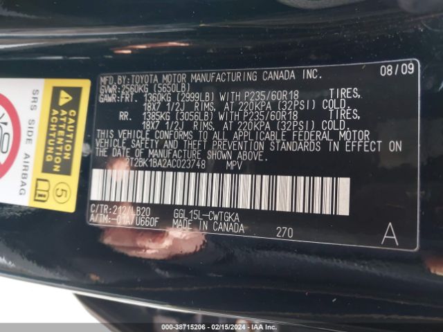 Photo 8 VIN: 2T2BK1BA2AC023748 - LEXUS RX 350 