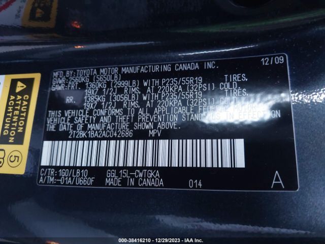 Photo 8 VIN: 2T2BK1BA2AC042686 - LEXUS RX 350 