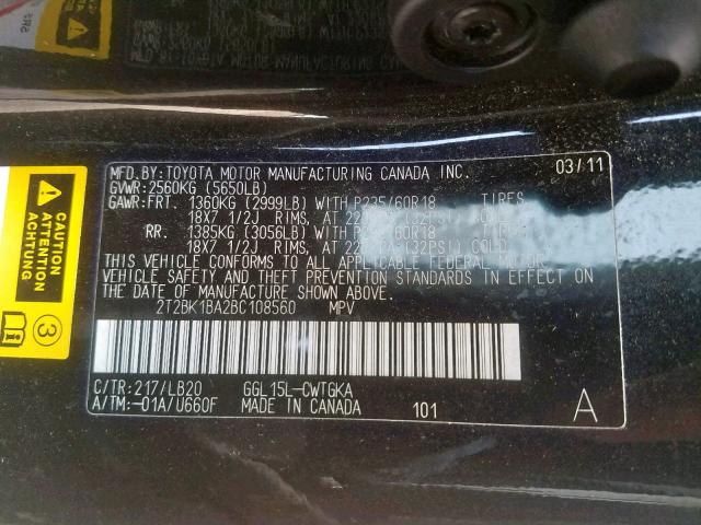 Photo 9 VIN: 2T2BK1BA2BC108560 - LEXUS RX 350 