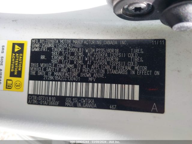 Photo 8 VIN: 2T2BK1BA2CC130401 - LEXUS RX 350 