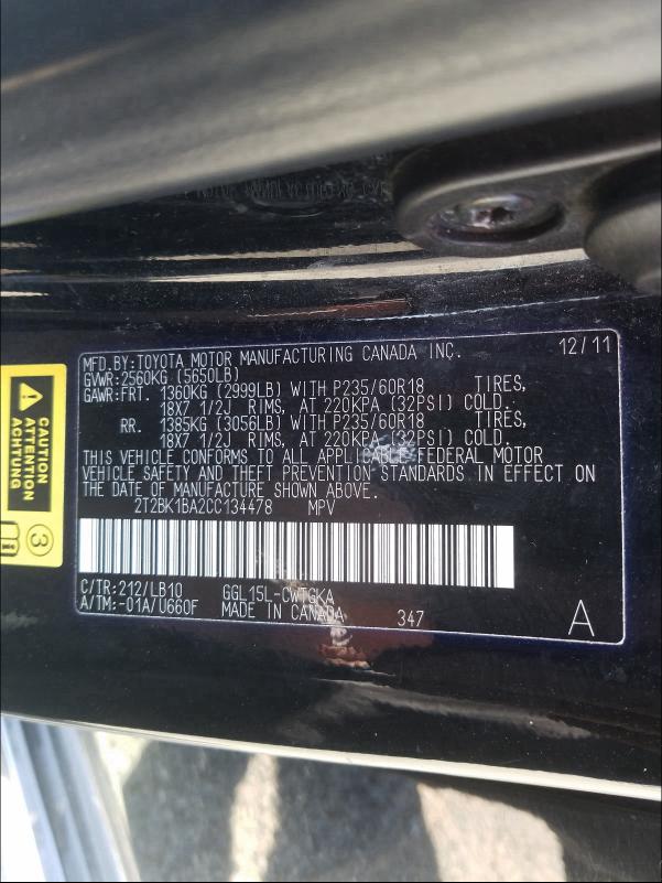 Photo 9 VIN: 2T2BK1BA2CC134478 - LEXUS RX 350 