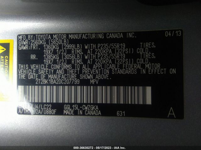 Photo 8 VIN: 2T2BK1BA2DC207799 - LEXUS RX 350 