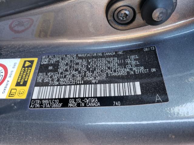 Photo 9 VIN: 2T2BK1BA2DC221444 - LEXUS RX 350 BAS 