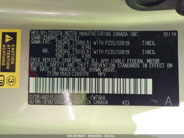 Photo 8 VIN: 2T2BK1BA2FC289178 - LEXUS RX 