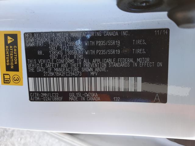 Photo 9 VIN: 2T2BK1BA2FC294073 - LEXUS RX 350 BAS 