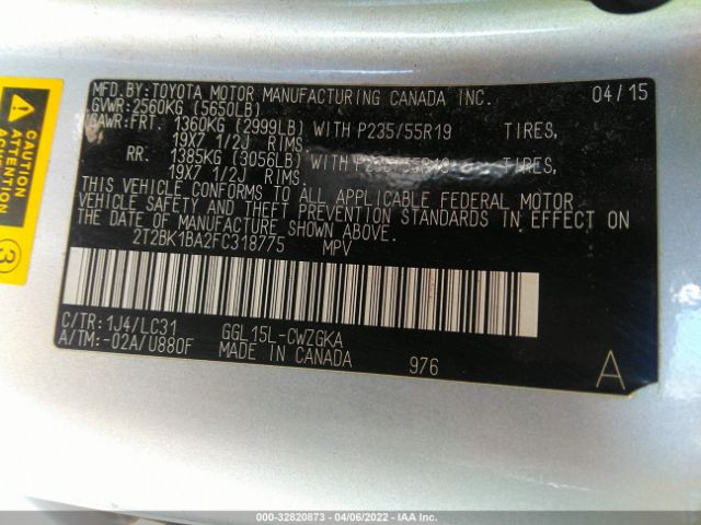 Photo 8 VIN: 2T2BK1BA2FC318775 - LEXUS RX 350 