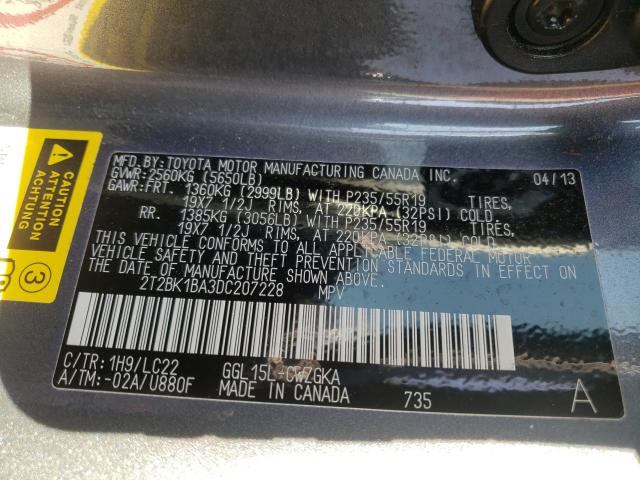 Photo 9 VIN: 2T2BK1BA3DC207228 - LEXUS RX 350 BAS 