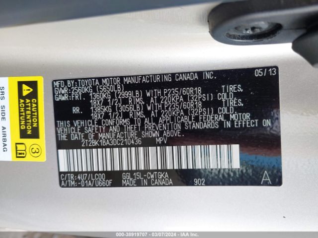 Photo 8 VIN: 2T2BK1BA3DC210436 - LEXUS RX 350 